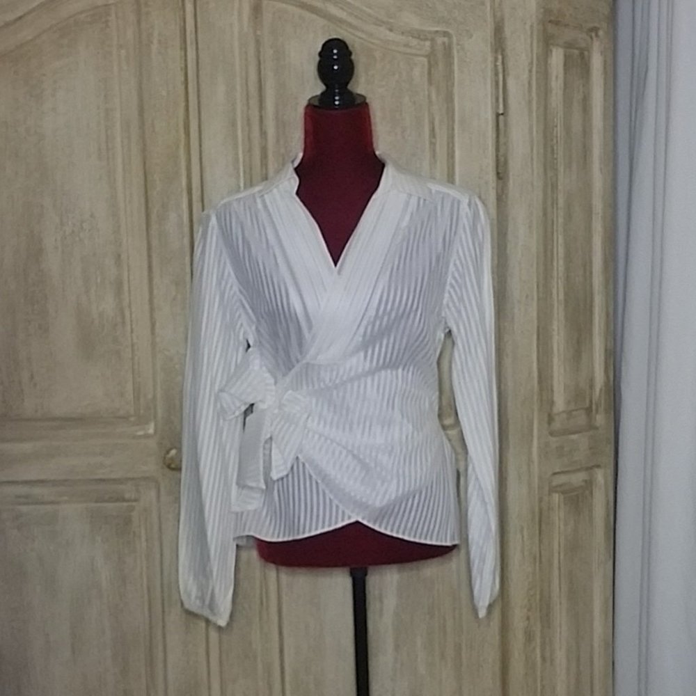 Off-White Massimo Dutti Cotton Wrap Blouse